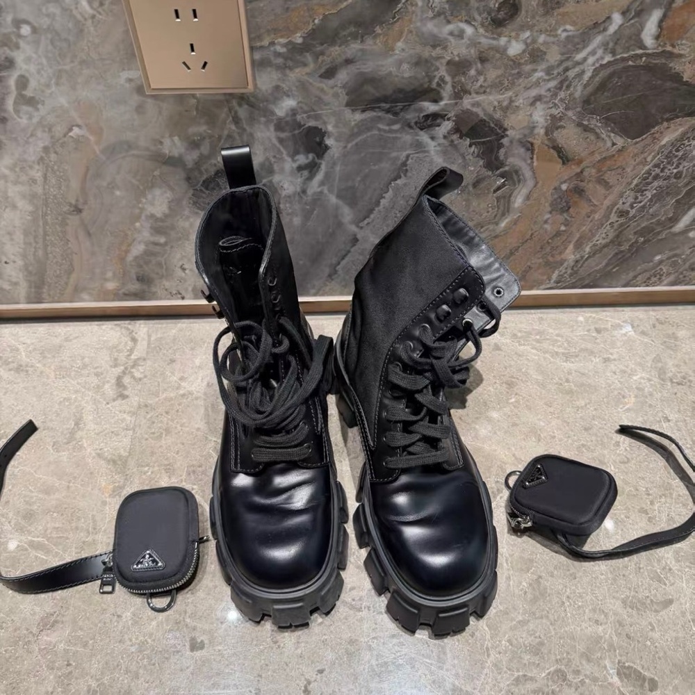Prada Glossy Black Heeled Boots